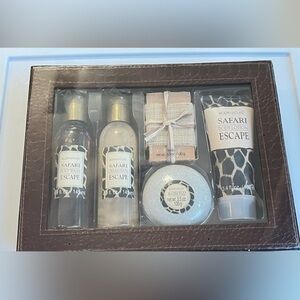BodyNature Safari Escape bath set- body wash, cream bath, soap,bath fuzz, lotion